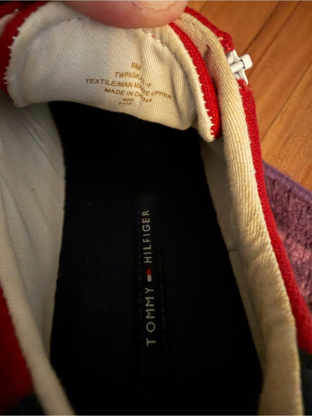Tommy Hilfiger Women’s Red Canvas Sneaker with Navy Insole and White Trim - Picture 5 of 6